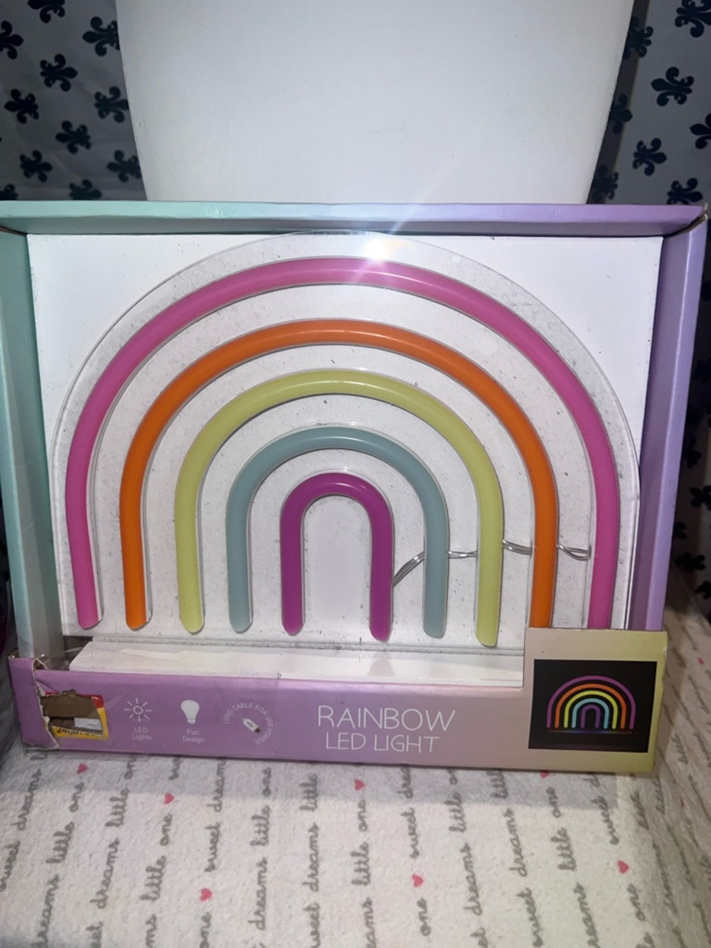 Rainbow LED Light - Pink, Orange, Yellow, Teal Kids Night Light